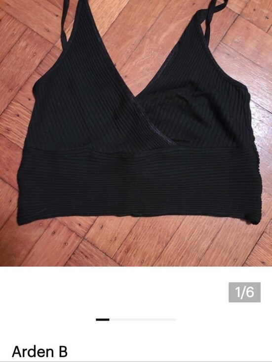 Arden B Tops - Arden B Black Ribbed Wrap Bralette Tank